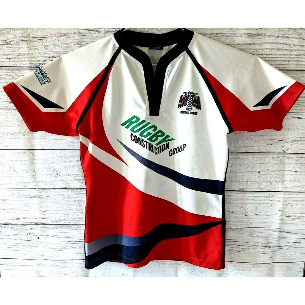 X-Treme Sports Wear Ravens Rugby Jersey Knit Red White Black Short Sleeve Size S